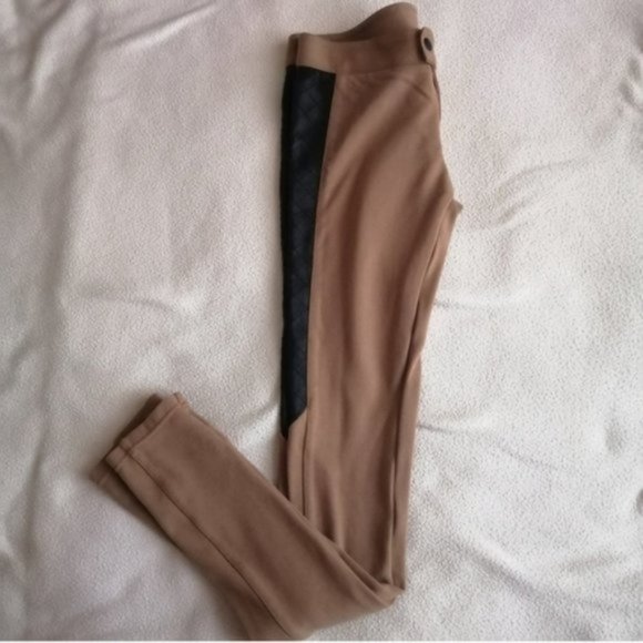 Club Monaco Tan Skinny Pants with Faux Leather Detailing - Picture 14 of 15